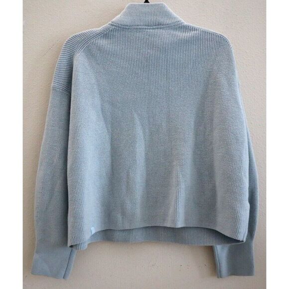 Lululemon Women's Sz 14 Blue Merino Wool-Blend Ribbed Turtleneck Sweater - Picture 2 of 9